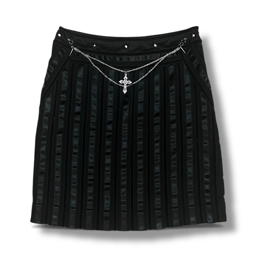 Reworked Black Skirt with Studs and Spike/Cross Chain Detail